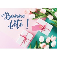 Carte postale - Cadeaux et tulipes