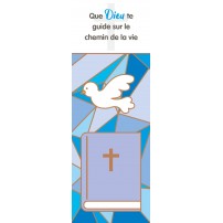 SIGNET:Vitrail bleu avec colombe et Bible