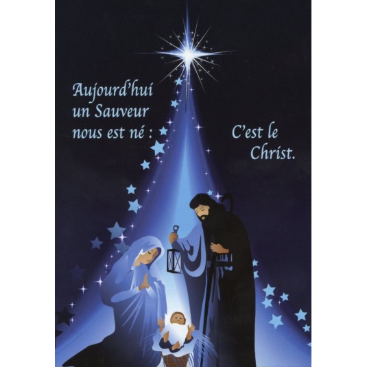 Carte Fin D'année Jésus, Marie et Joseph sous l'étoile