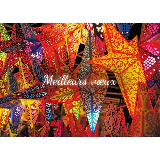 Carte Avec Message Fin D'année Etoiles multicolore (MV)