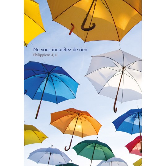 Carte Avec Verset Parapluies suspendus dans le ciel
