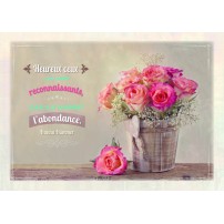 CARTE PENSEE : Bouquet de roses dans un pot
