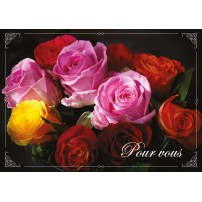 CARNET : Bouquet de roses de couleurs variées