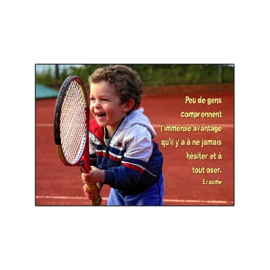 Carte Citation Enfant avec raquette tennis