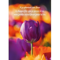 Carte Avec Message Tulipe violette dans un champ de fleurs