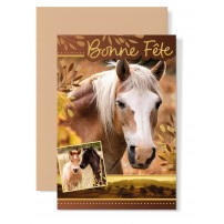 Carte double Bonne Fête : Chevaux