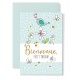 Carte double Naissance : Petit oiseau sur fleur