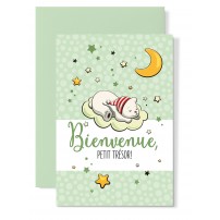 Carte double Naissance : Petit chien endormi