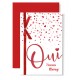 Carte double Mariage : OUI Ruban rouge et coeurs