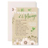 Carte double Mariage : 10 commandements, coeurs vert