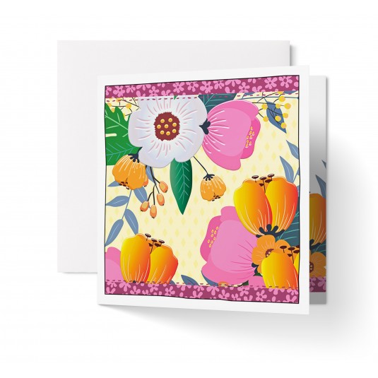 Carte Double Carre Sans Texte Fleurs