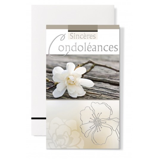 Carte Double Condol&eacute;ances Branche d'arbre fleurie