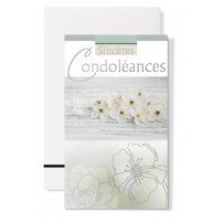 Carte double Condol&eacute;ances : Petites fleurs blanches