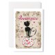 Carte double Anniversaire : "Chat sur un vase"
