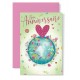Carte double Anniversaire : Coeur sur la terre
