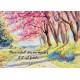 Carte postale - Peinture d'un chemin sous les arbres en fleur