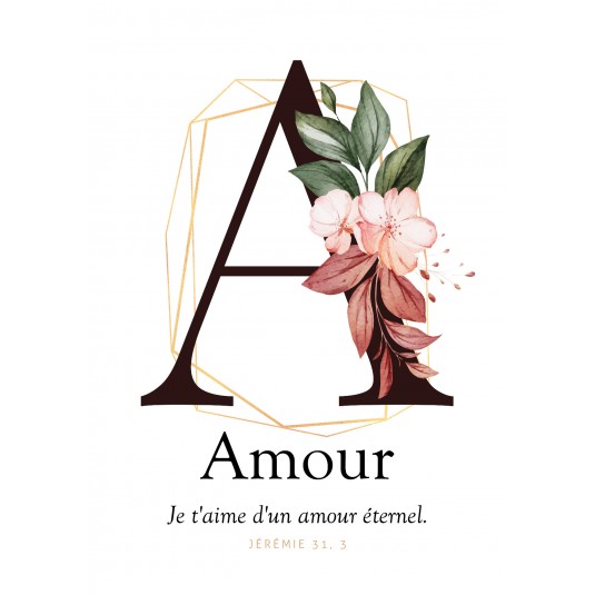 Carte Avec Verset Lettre A - Amour
