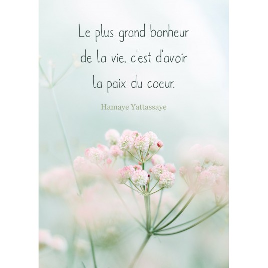 Carte Citation Fleurs roses sur fond vert