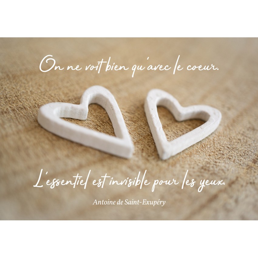 Carte Citation Cœurs Blanc Sur Du Bois