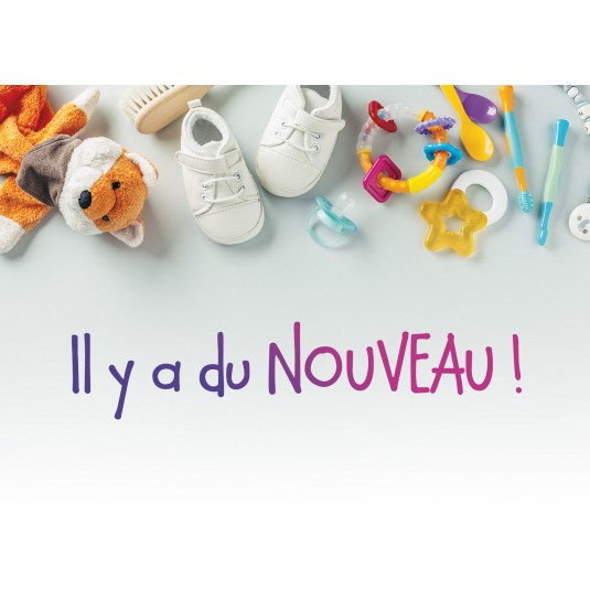 Carte Avec Message Chaussures, accessoires et doudou de bébé