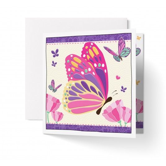 Carte Double Carre Sans Texte Papillons