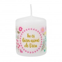 Petite bougie motif "Fleurs"