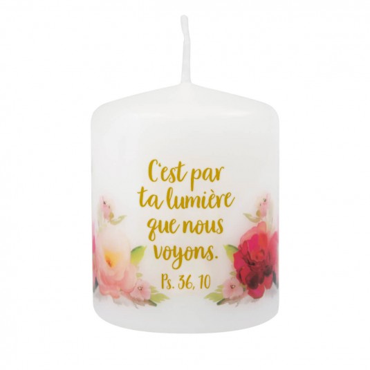 Petite bougie avec motif "Roses"