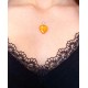 Pendentif cur ambre jaune avec collier argent 925