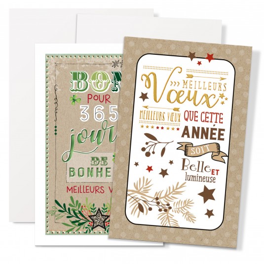 Mignonettes Fin D'ann&eacute;e Voeux dans cadre - Lot de 5