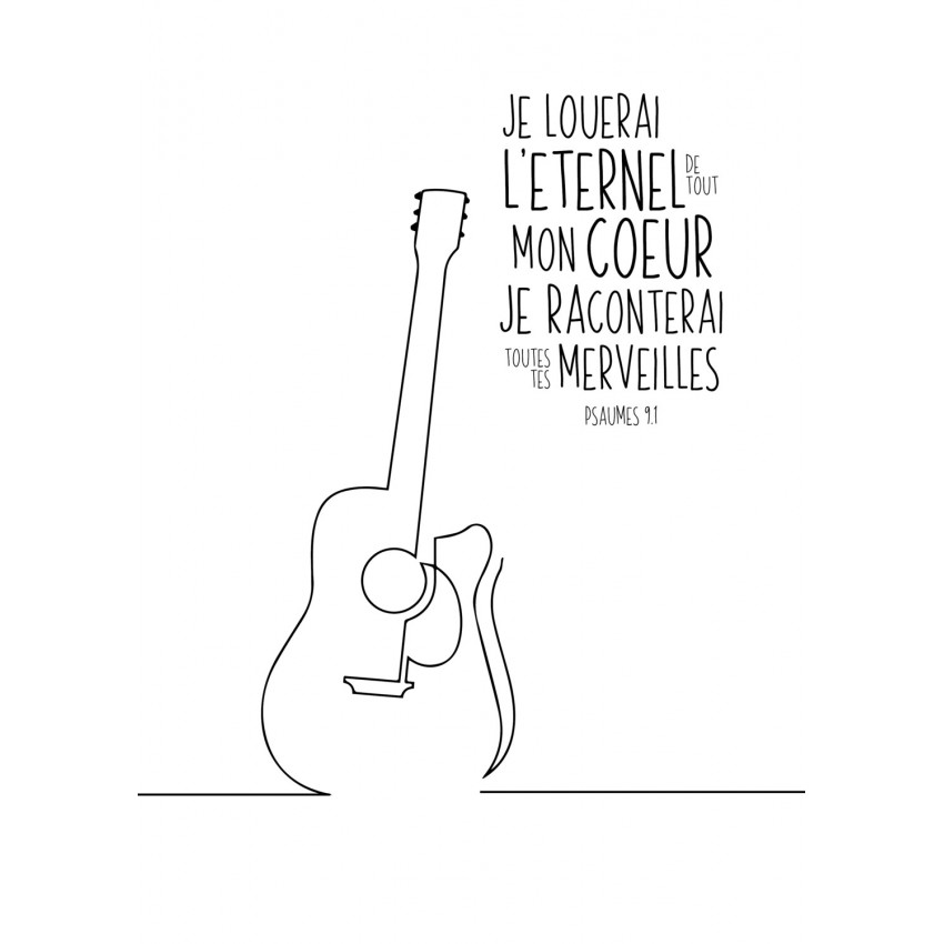 T-Shirt Homme « Louez-le Avec Les Cordes » Psaume 150:4 Avec Guitare - Coton - Glory Be Co