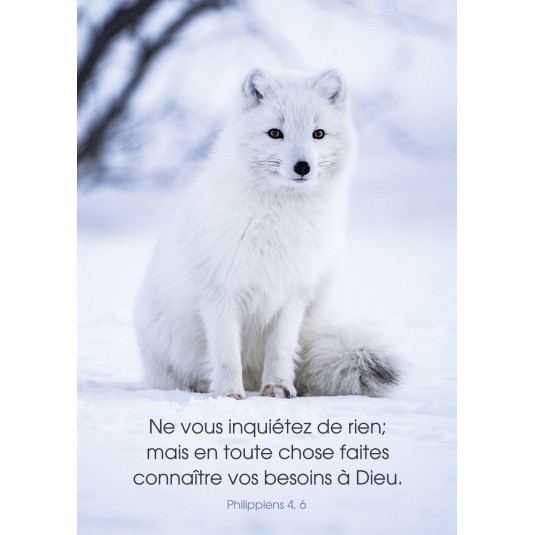 Carte Avec Verset Renard arctique sur la neige