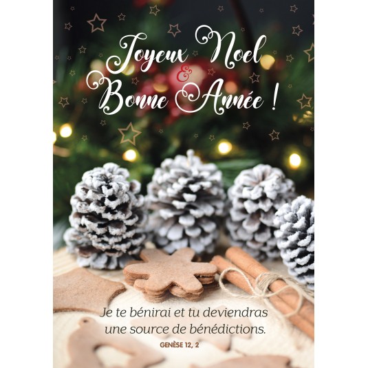 Carte Fin D'année Pommes de pin et décorations de Noël