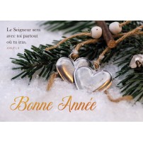 CARTE FA : Décorations cœur en métal et branches de sapin