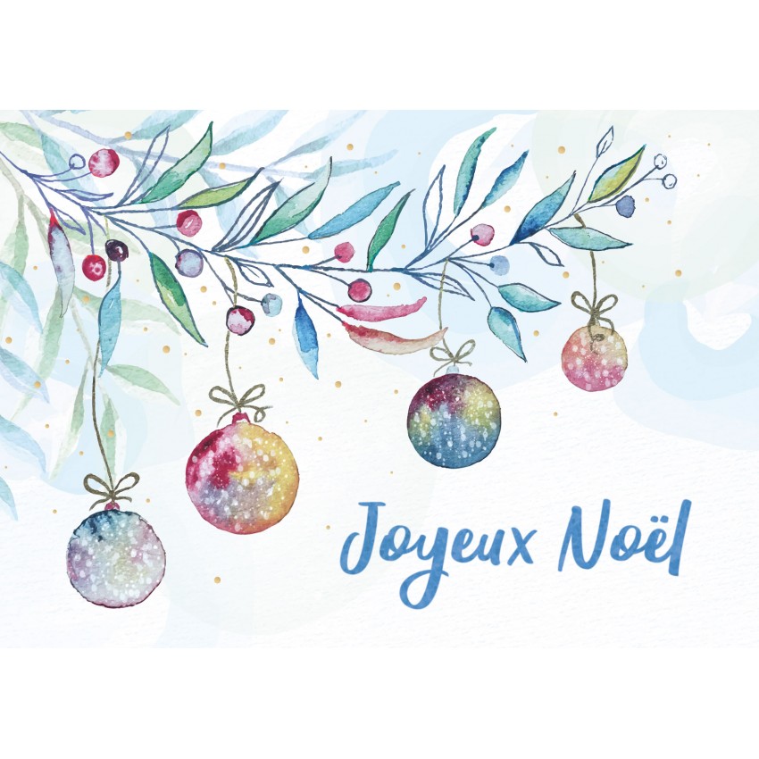 Carte de Voeux Joyeux Noël et Bonne Année Voeux aquarelle