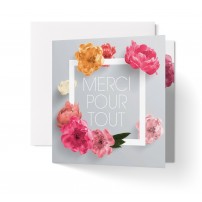 CARNET CARRE : Fleurs sur cadre blanc