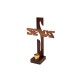 Croix décorative JESUS, bois manguier, support bougie 20cm