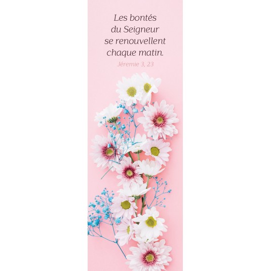 Signet Bouquet de fleurs blanches sur fond rose