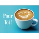 CARTE FLASH: Visage dessiné dans une tasse de café