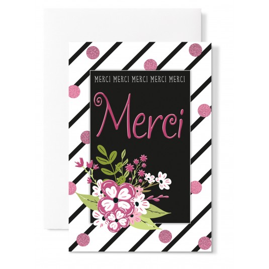 Carte Double Bouquet sur fond noir