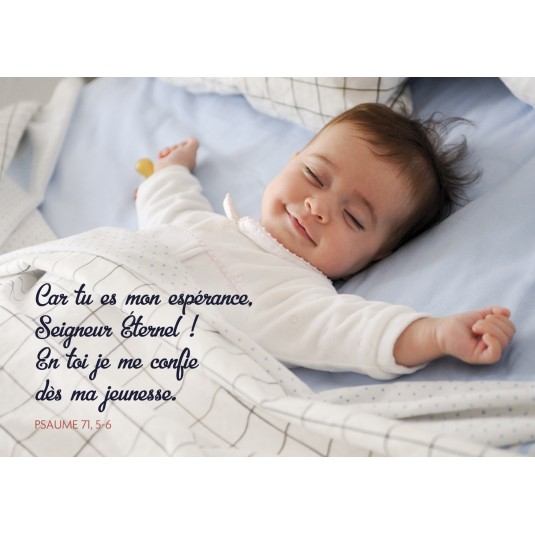 Carte Avec Verset Bébé souriant dans son sommeil