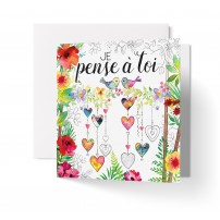 CARNET CARRE : Coeurs et oiseaux