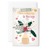 CARNET HM : Vase beige fleurs et coeurs