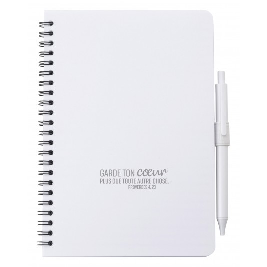 Carnet de note blanc, surface antibactérienne et stylo