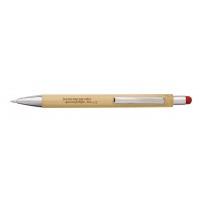 Stylo à bille tactile en bambou gravé avec texte, rouge