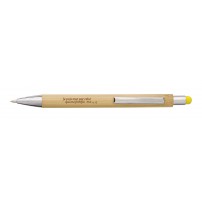 Stylo à bille tactile en bambou gravé avec texte, jaune