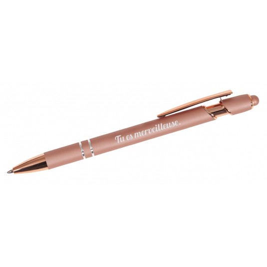 Stylo à bille rose gold métallique avec embout tactile