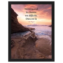Cadre poster : Pont sur une plage au coucher de soleil