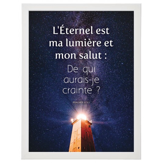 Cadre poster : Phare &eacute;clairant la nuit &eacute;toil&eacute;e