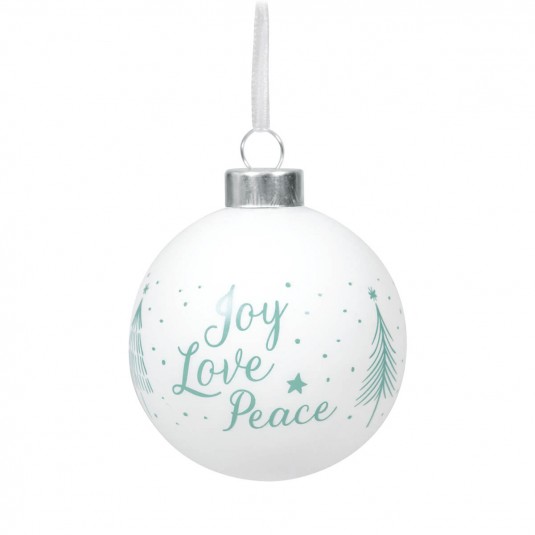 Boule de Noël en verre "Joy, Love, Peace"