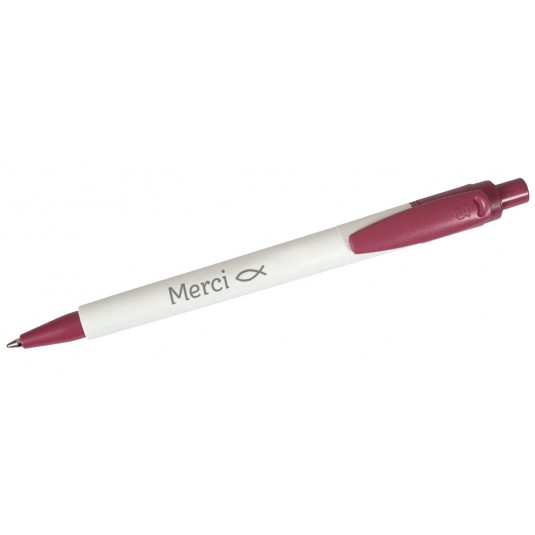 Stylo "Merci" couleur framboise